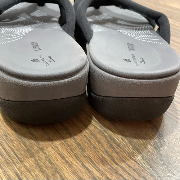 NWOT Clarks Cloudsteppers Arla Jane Black Fabric Wedge Sandals Women's 11 - Picture 11 of 14